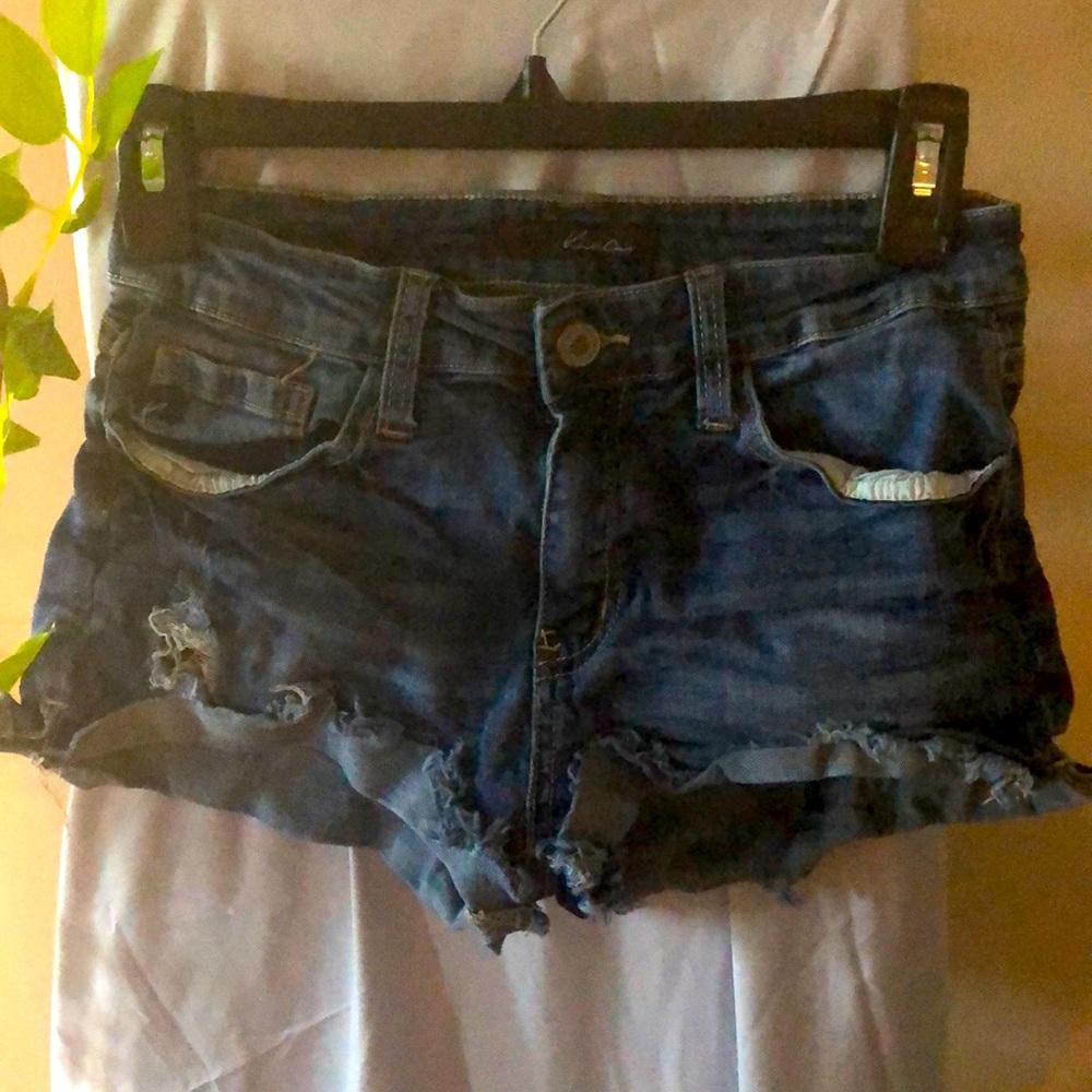 Blue washed jean shorts stretch. (Girls)